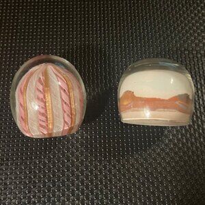 Vintage Glass Paperweights Murano Glass and Sand Globe Desert Art